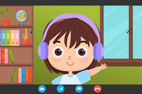 Captura de pantalla de una videollamada de una linda niña educación a