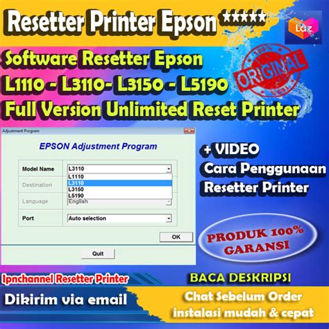 Resetter Epson L L L L Full Version Unlimited