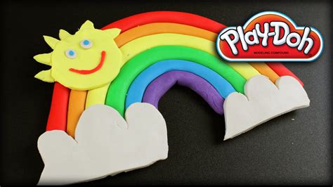 ♥ Play Doh Rainbow Colors How To Make Easy Playdough Rainbow Sun And Clouds Youtube