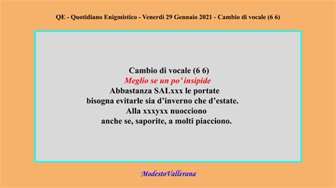 Cambio di vocale 6 6 Venerdì 29 Gennaio 2021 QE Quotidiano