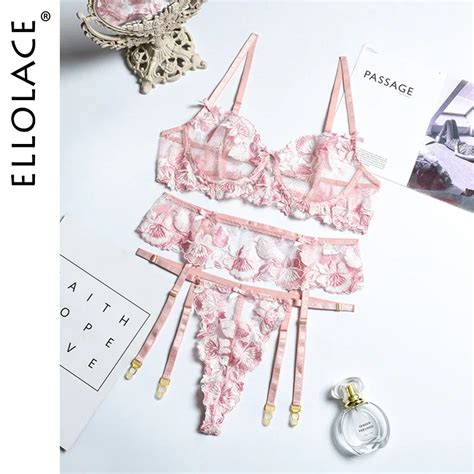 Uaang Ellolace Floral Lingerie Embroidery Womens Underwear Set Fancy