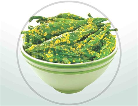 Image Of Indian Spicy Green Chilli Pickle Also Know As Mirchi Ka Achaar