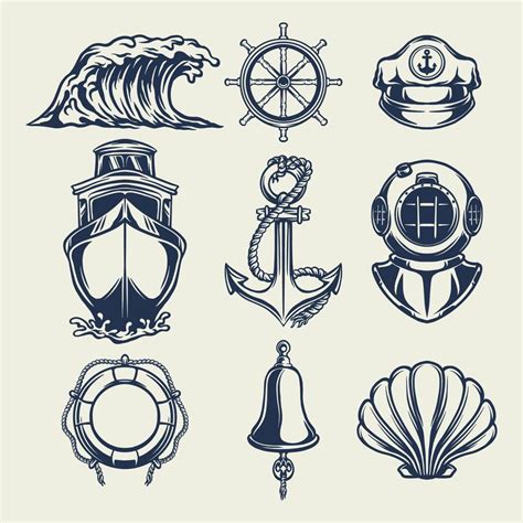 Vintage Nautical Element Collection Vector 7418497 Vector Art At Vecteezy