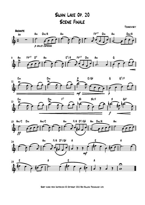 Tchaikovsky Swan Lake Op 20 Scene Finale Sheet Music For Lead Sheets