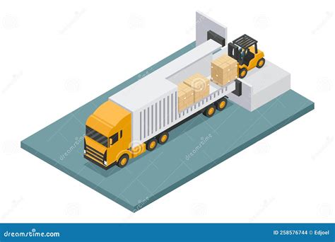 Forklift Unloading Pallet From Cargo Container Or Refrigerated Truck To