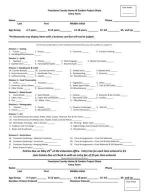 Fillable Online Freestone Agrilife Home Garden Show Entry Form