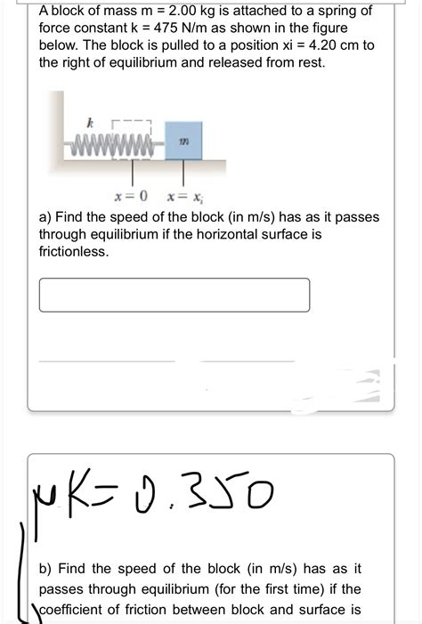 Solved A Block Of Mass M 2 00kg ﻿is Attached To A Spring