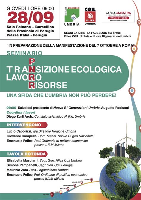 Perugia Settembre Seminario Su Transizione Ecologica Lavoro