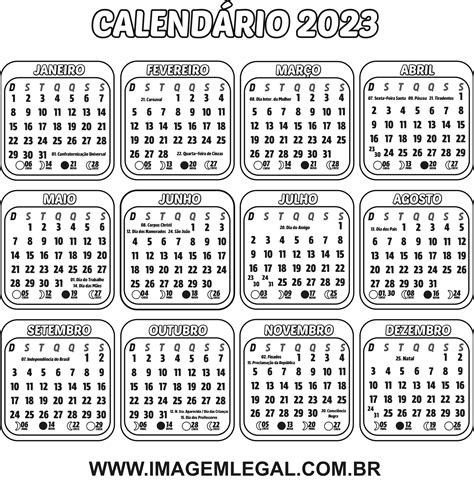 Base de Calendário 2023 para Colorir em tema de Desenho para cria