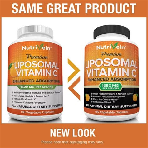 Nutrivein Liposomal Vitamin C 1650mg 180 Capsules High Absorption