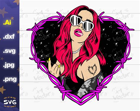 Karol G Red Hair Svg Heart Tattoo Png Karol G Hair Etsy Canada