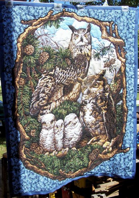 Owl Panel Quilt Fully Detailed