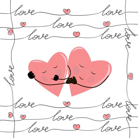 Two Pink Hearts Holding Hands Stock Vector Illustration Of Valentines