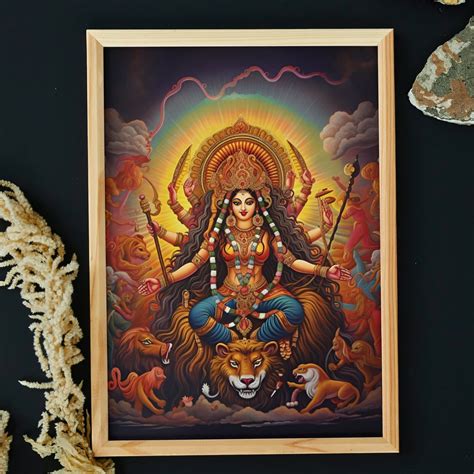 Goddess Durga Wall Art Durga Painting Durga Illustration - Etsy