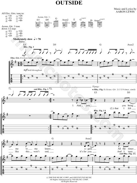 Outside Staind Guitar Chords