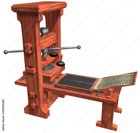 Johannes Gutenberg S Printing Press D Rendering Illustration Of A