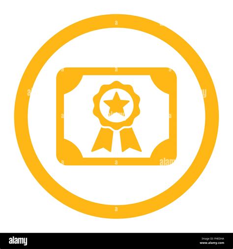 Certificate Flat Yellow Color Rounded Vector Icon Stock Photo Alamy