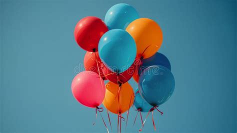 Cluster Of Colorful Balloons Floating In The Air Stock Image Image Of