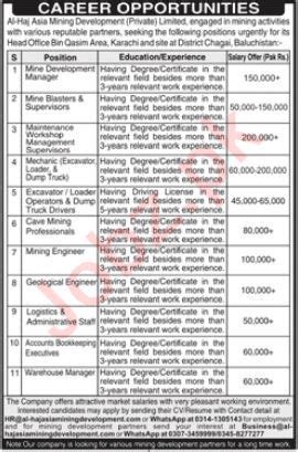 Positions Vacant At Al Haj Asia Mining Development Company 2025 Job