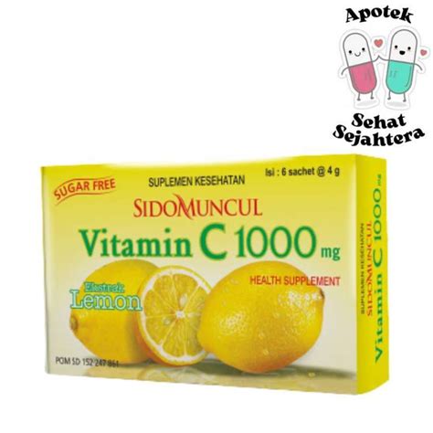 Jual VITAMIN C 1000 MG SIDOMUNCUL EKSTRAK LEMON BOX ISI 6 SACHET Di