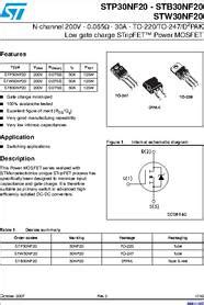 STB30NF10 06 datasheet N channel 200V 0 065ø 30A To 220 to 247