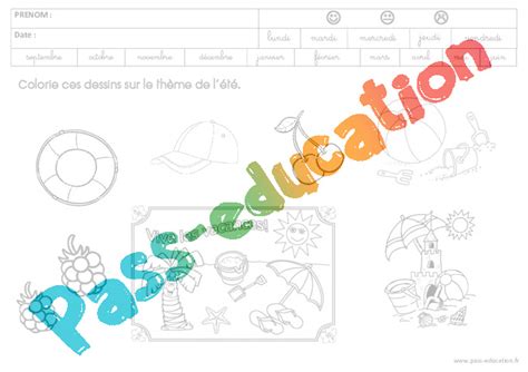 Été GS Grande Section Exercice évaluation révision leçon pdf à