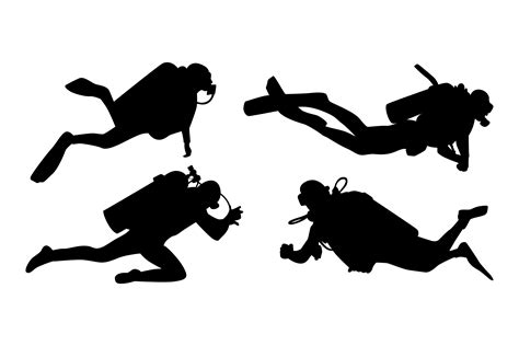 Scuba Divers Or Scuba Diving Silhouettes Graphic By Adopik Creative