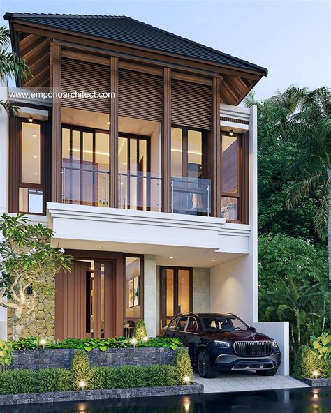 Desain Tampak Depan Rumah Villa Bali Lantai Ibu Mdn Di Cinere