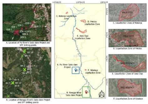 Liquefaction Zones around Poi and Bangga Rivers. | Download Scientific ...