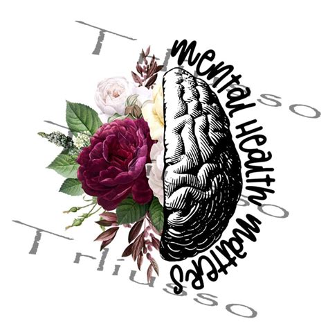 Mental Health Matters Png Brain And Flowers Png Healthcare Etsy