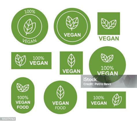 在白色背景上設置扁平素食圖示生物生態有機標誌和徽章標籤標籤向量插圖設計向量圖形及更多一組物體圖片 一組物體 健康的生活方式 健康飲食