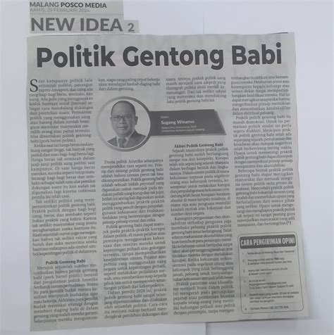 Politik Gentong Babi Malang Posco Media UMM Dalam Berita Koran