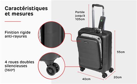 Valise Cabine 55x40x20 Bagage Cabine Bagage à Main Trolley Rigide et