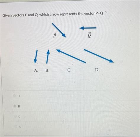 Solved Given Vectors P And Q Which Arrow Represents The Chegg