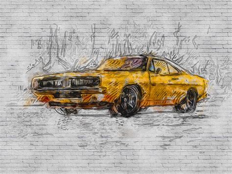 1969 Dodge Charger Captiv vector art Dodge Charger drawing creative art ...