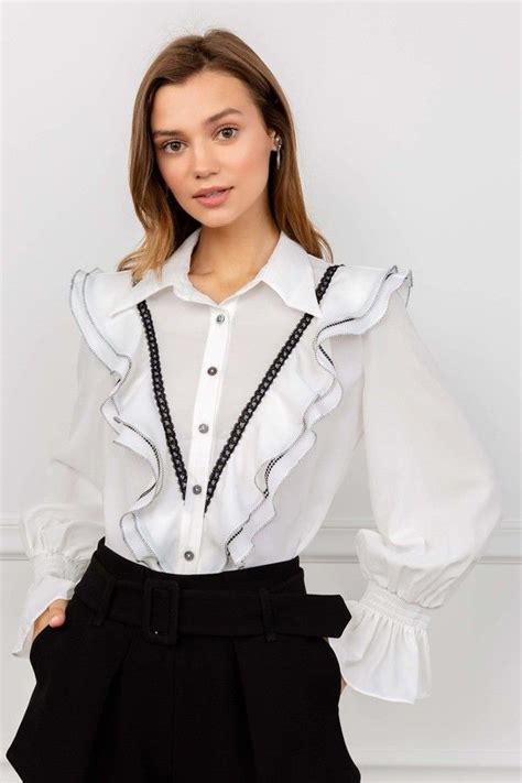 Klimt White Ruffled Blouse Bluz Giyim Gömlek