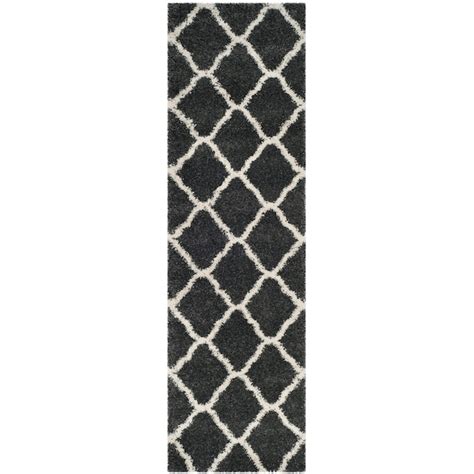 Safavieh Hudson Sabine Shag 2 X 8 Ft Dark Grayivory Indoor Trellis