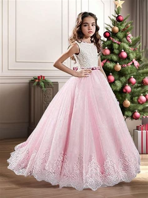 Ball Gown Princess Jewel Sleeveless Sweep Train Precious Tulle Flower