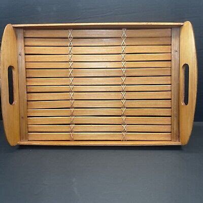 Vintage Handmade Lightweight Bamboo Rattan Serving Tray X With