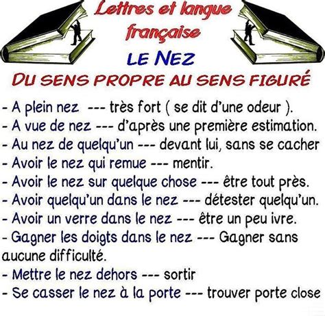 Expressions Avec Le Mot Nez Apprendre Le Français Vocabulaire