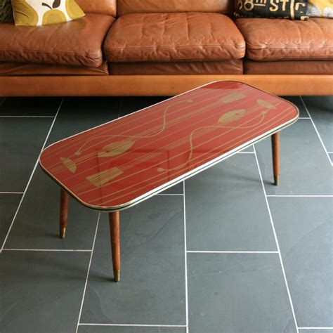 Vintage 1950s Geometric Coffee Table – Red - Mustard Vintage