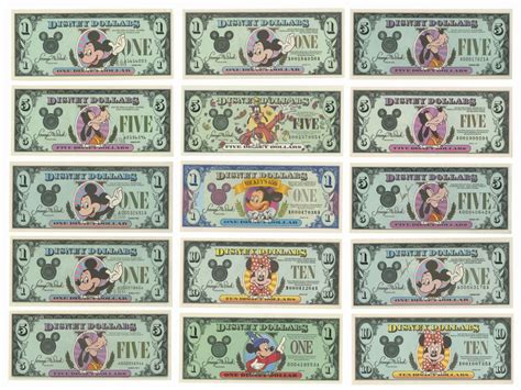 Group of (15) Disney Dollars. - Van Eaton Galleries