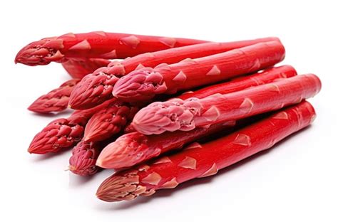 Premium Ai Image Red Asparagus Closeup On White Background