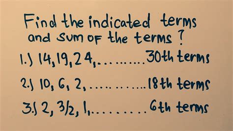 Arithmetic Sequence How To Find The Indicated Terms And Sum Of The