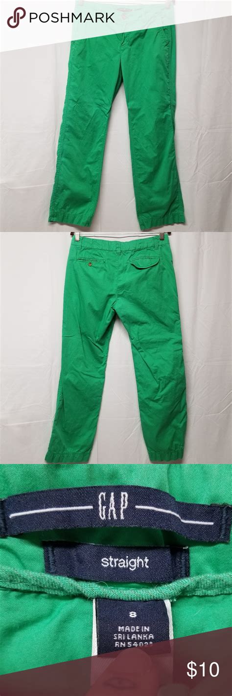 Gap Spring Green Khaki Pants Straight Flat Front Green Khaki Pants