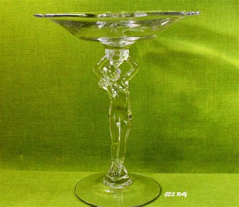 Cambridge Glass Crystal Nude Figurine Statuesque Stem Compote Etsy