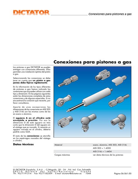 Conexiones Para Pistones A Gas