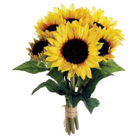 16 Sunflower Silk Flower Bouquet Yellow Tabletop And Bridal Bouquets