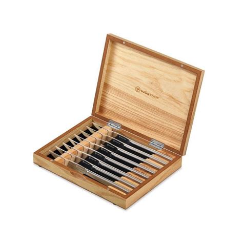 Wusthof 8 Piece Stainless Mignon Steak Knife Set With Olivewood Chest