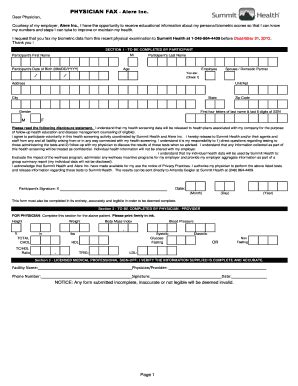 Fillable Online Physician Fax Form Alere Inc Revised Xlsx Fax